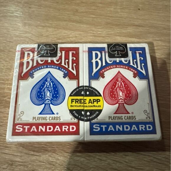 2 New Sealed Deck of Bicycle Standard Face Poker Playing Cards 1 BLUE & 1 RED - Picture 1 of 2